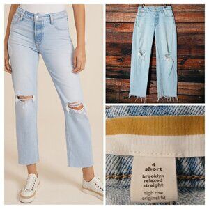 Goldie Blues Jeans 4 Short Brooklyn Relaxed Straight Crop High Rise Button Fly